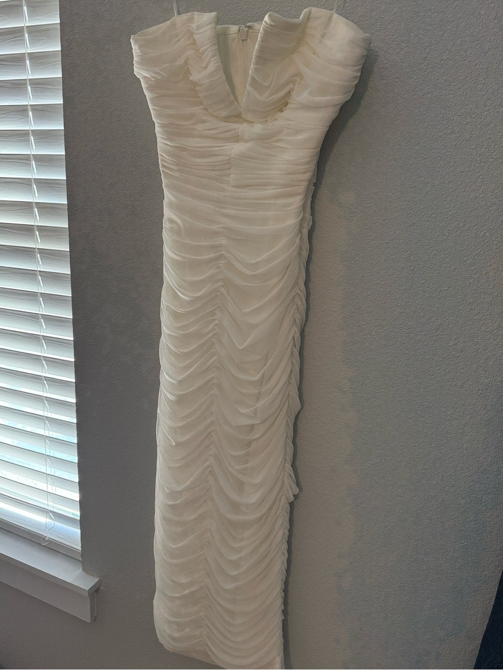 Dress the Population Ivory Ruched Strapless Column Gown